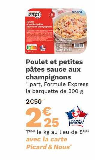 Poulet Et Petites Pâtes Sauce Aux Champignons