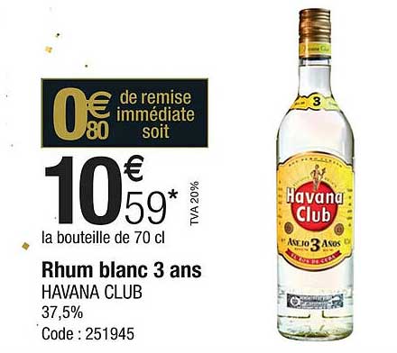 rhum blanc 3 ans havana club 37,5%
