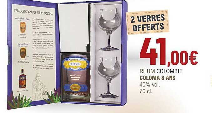 rhum colombie coloma 8 ans 40% vol.