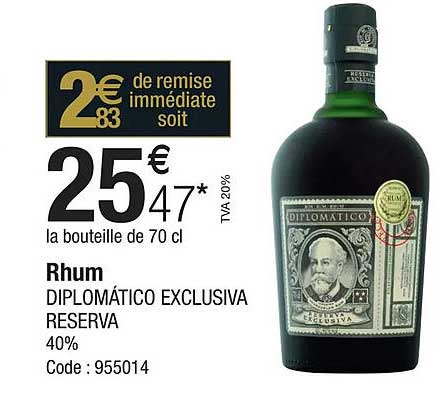 rhum diplomático exclusiva réserva 40%