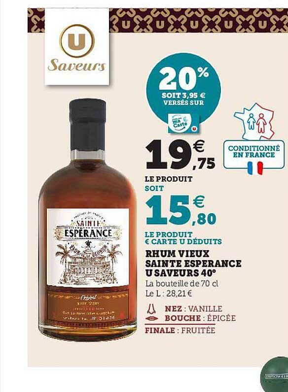 rhum vieux sainte esperance u saveurs 40°