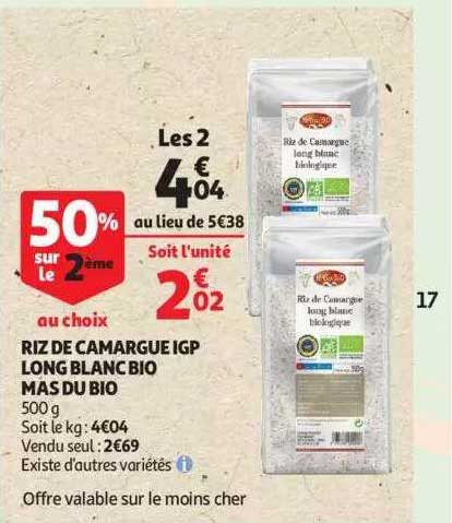 riz de camargue igp long blanc bio mas du bio