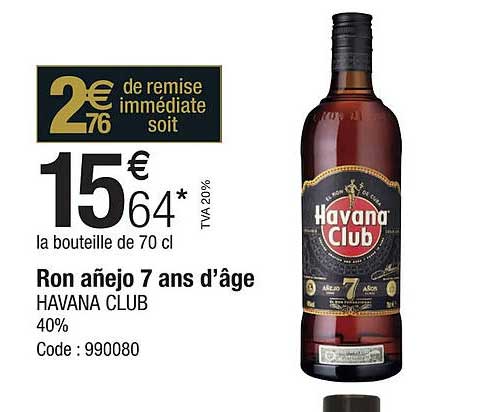 ron añejo 7 ans d'âge havana club 40%