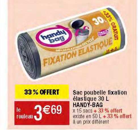 sac poubelle fixation élastique 30l handy-bag