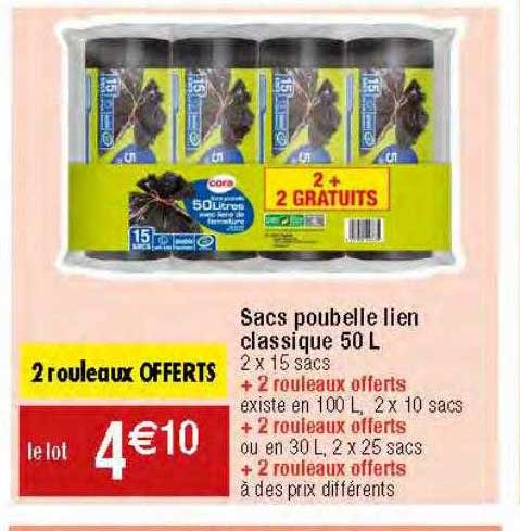 sacs poubelle lien classique 50l