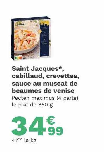 saint jacques cabillaud crevettes sauce au muscat de beaumes de venise
