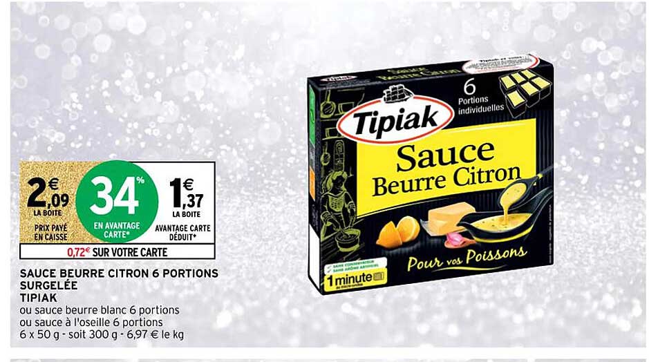Sauce Beurre Citron 6 Portions Surgelée Tipiak