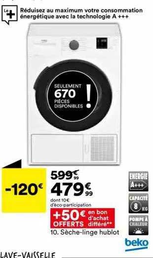 sèche-linge hublot beko