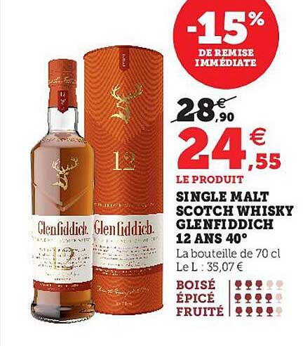 single malt scotch whisky glenfiddich 12 ans 40°