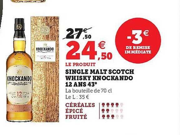 single malt scotch whisky knockando 12 ans 43°