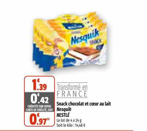 Snack Chocolat Et Cœur Au Lait Nesquick Nestlé