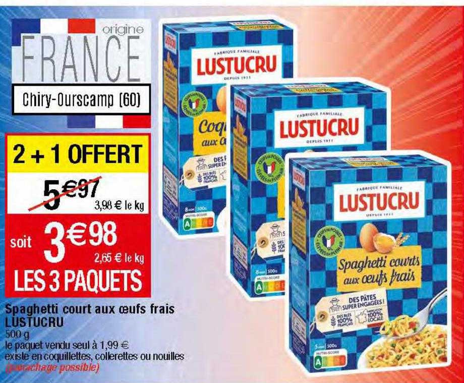 spaghetti court aux œufs frais lustucru