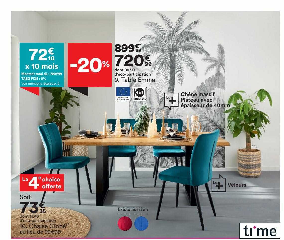 table emma, chaise clohé ti'me