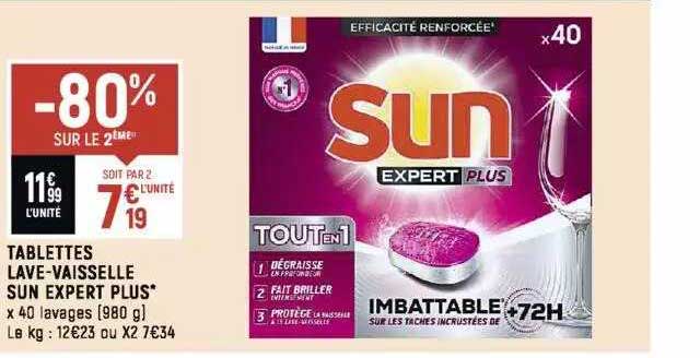 tablettes lave-vaisselle sun expert plus