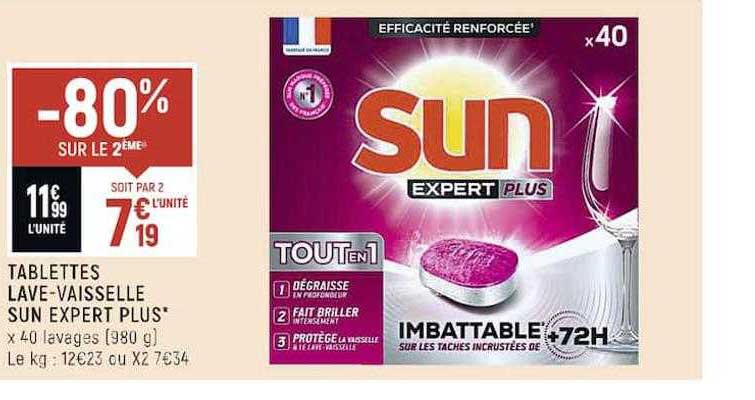 tablettes lave-vaisselle sun expert plus