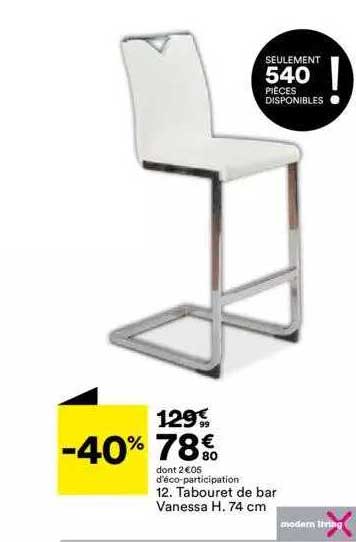 tabouret de bar vanessa h. 74 cm modern living