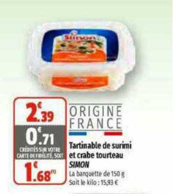 Tartinable De Surimi Et Crabe Tourteau Simon