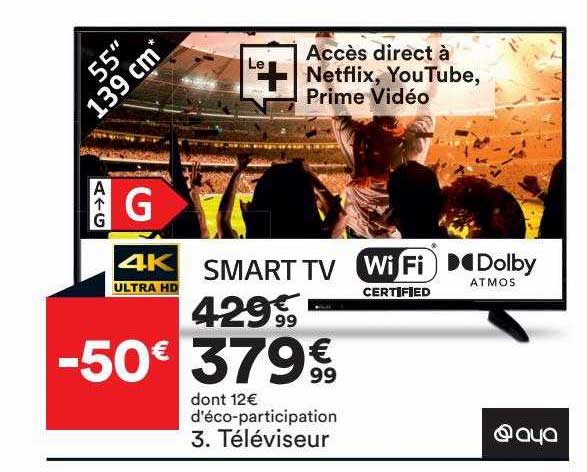 Téléviseur Aya 55" 139 Cm