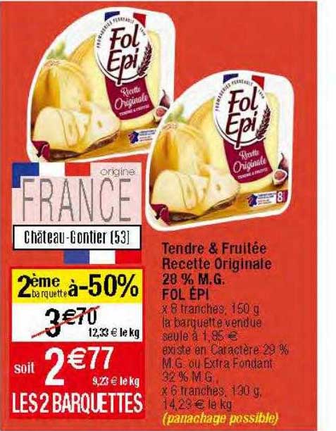 tendre & fruitée recette originale 28% m.g. fol épi