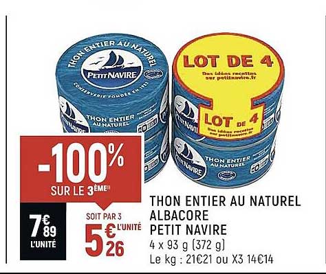 Thon Entier Au Naturel Albacore Petit Navire