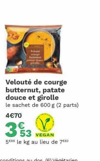 velouté de courge butternut patate douce et girolle