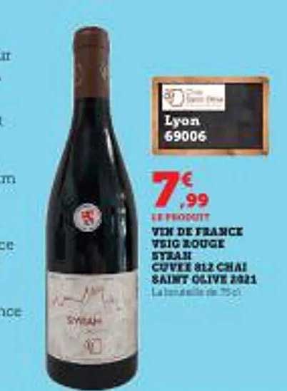 vin de france vsig rouge syrah cuvée chai saint olive 2021