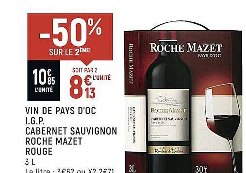 vin du pays d'oc igp cabernet sauvignon roche mazet rouge