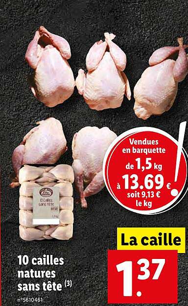 10 Cailles Natures Sans Tete