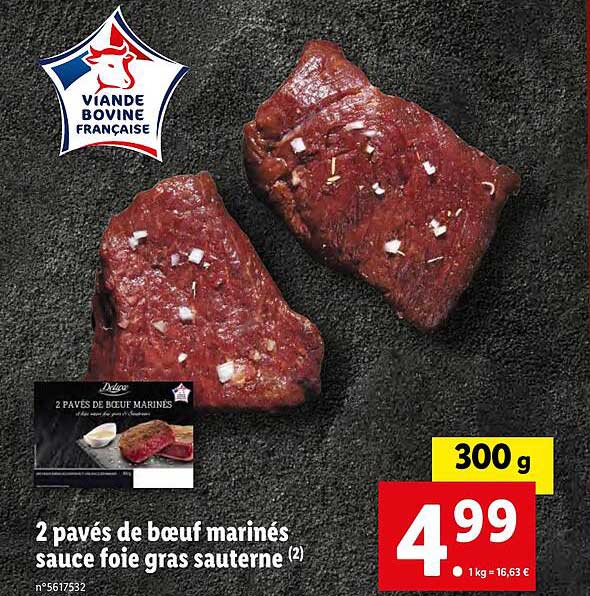 2 paves de boeuf marines sauce foie gras sauterne