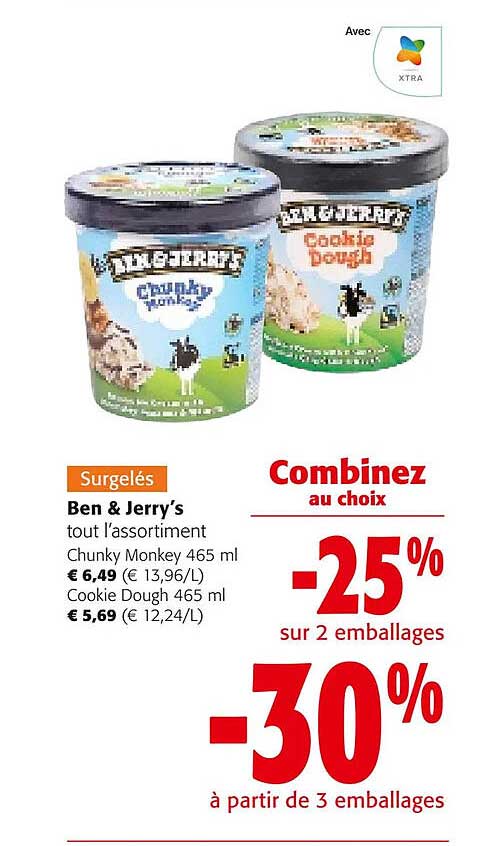 ben & jerry's chunky monkey, cookie dough