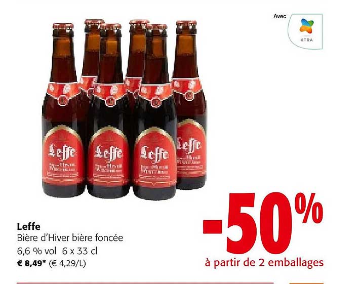 bièe d'hiver bière foncée 6,6% vol. leffe