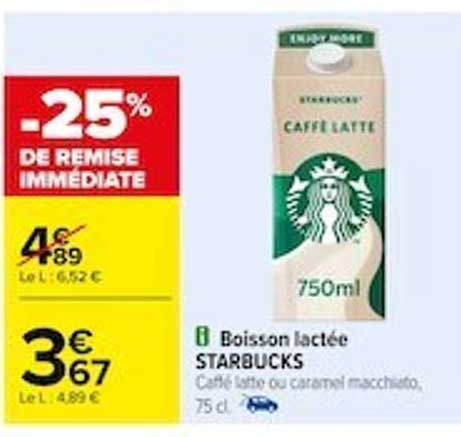boisson lactée starbucks