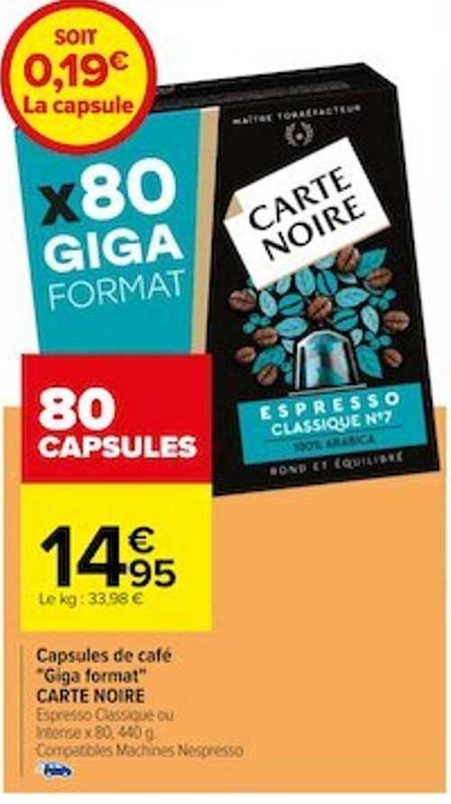capsules de café "giga format" carte noire