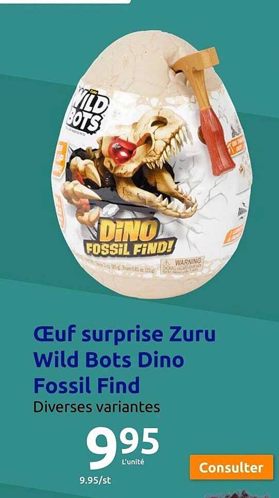 ceuf surprise zuru wild bots dino fossil find