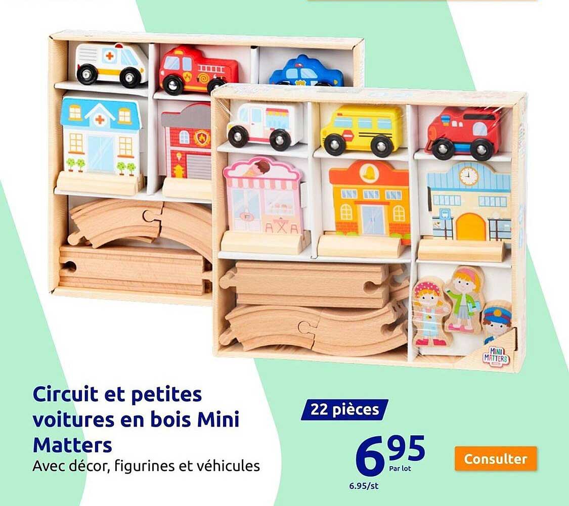circuit et petites voitures en bois mini matters