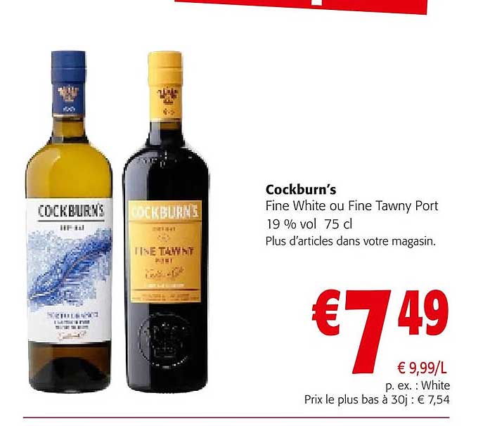 cockburn's fine white ou fine tawny port 19% vol.