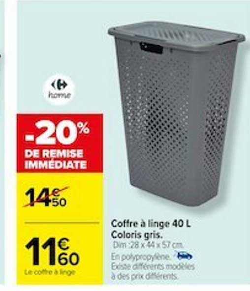 coffre à linge 40 l coloris gris