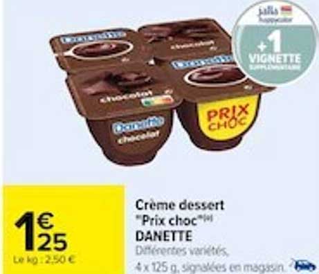 crème dessert "prix choc" danette