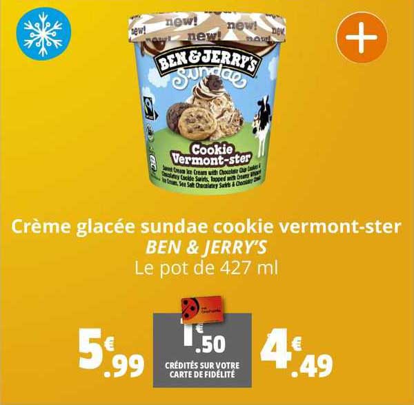 Crème Glacée Sundae Cookie Vermont-ster Ben & Jerry's