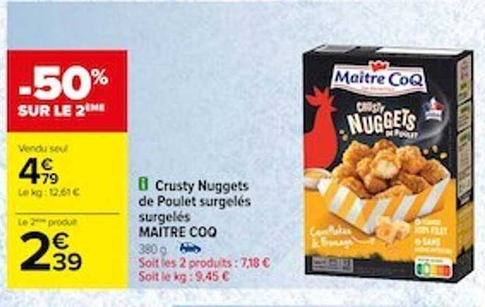 crusty nuggets de poulet surgelés maître coq