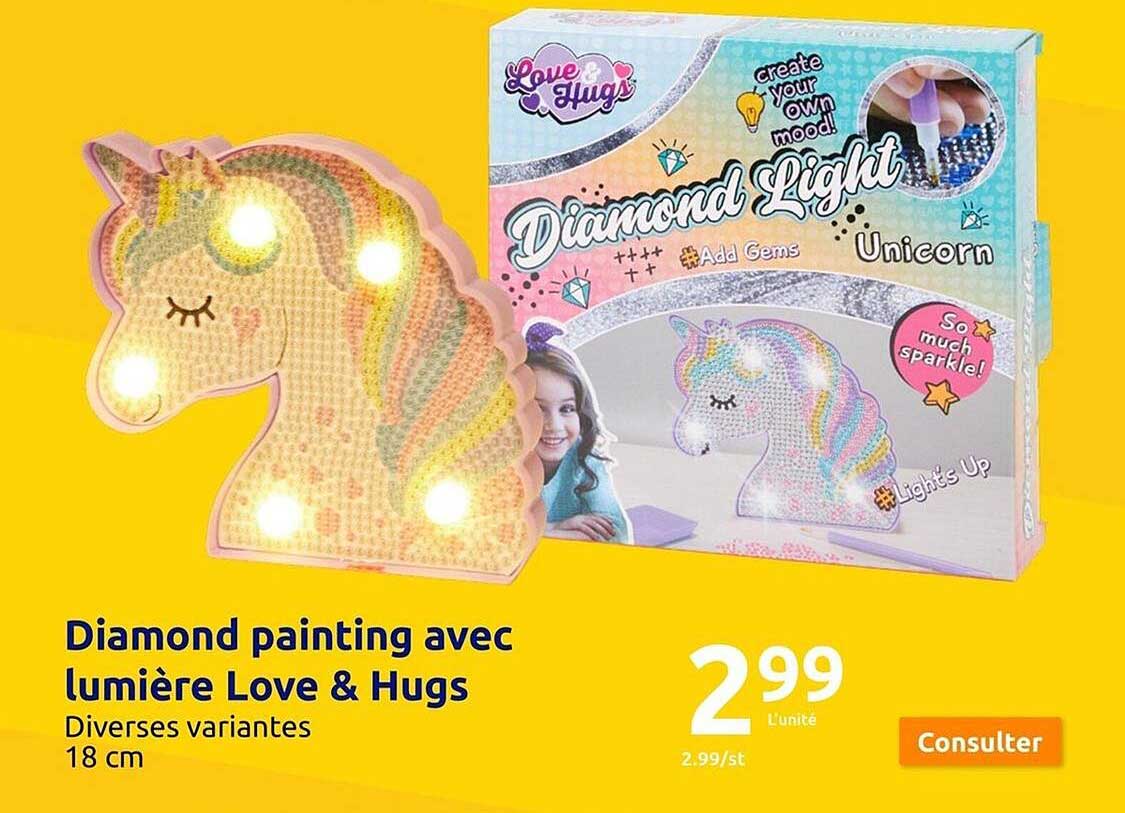 daimond painting avec lumiere love & hugs