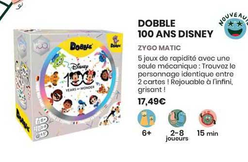 dobble 100 ans disney zygo matic