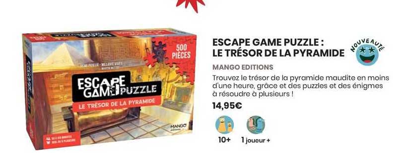 escape game puzzle : le trésor de la pyramide - mango editions
