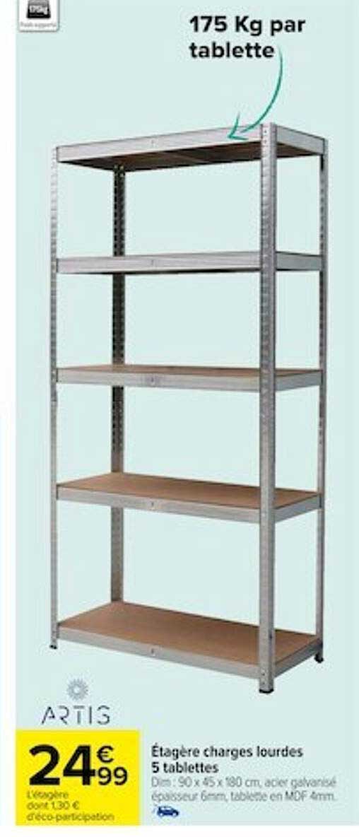 étagère charges lourdes 5 tablettes