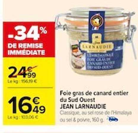 foie gras de canard entier du sud ouest jean larnaudie