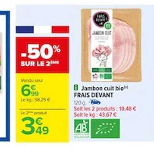 Jambon Cuit Bio Frais Devant