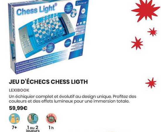 jeu d'échecs cheess ligth - lexibook
