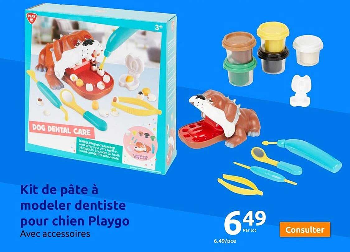 kit de pate a modeler dentiste pour chien playgo