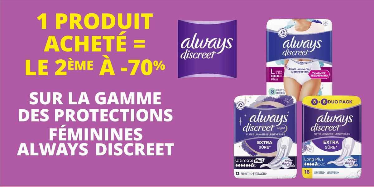 la gamme des protections féminines always descreet