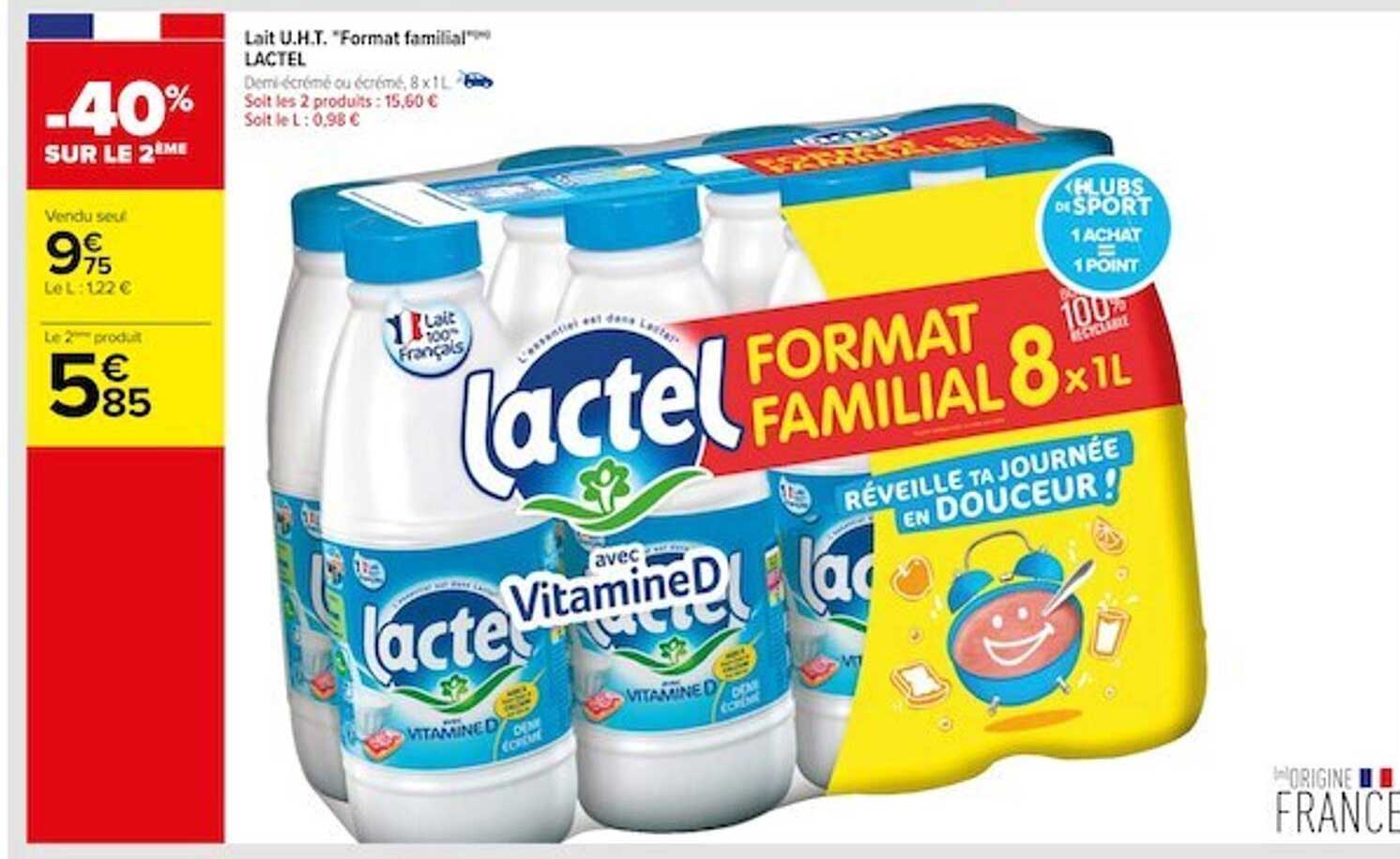 lait u.h.t. "format familial" lactel